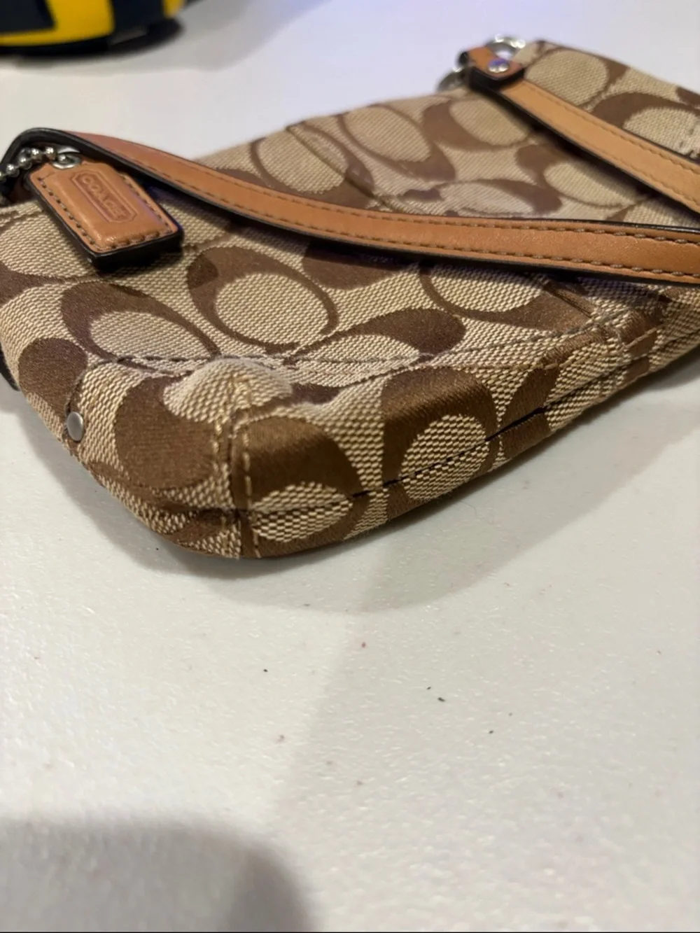 Coach - Vintage Signature Demi Pouch, Wristlet, purse. Brown.  Monogram Canvas